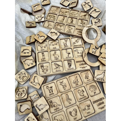 Zestaw trzech układanek- tropy zwierząt leśnych